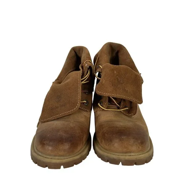 Timberland Women's Brown Leather Roll Top Lace Up Boots - 7.5 - Picture 2 of 8